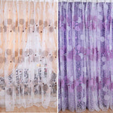 Maxbell Generic Geometric Stripes Pattern Voile Tulle Door Window Curtains Sheer Panel Drapes Purple 200x100cm