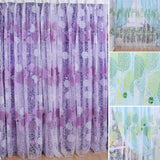 Maxbell Generic Geometric Stripes Pattern Voile Tulle Door Window Curtains Sheer Panel Drapes Purple 200x100cm