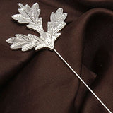 Maxbell Men Women Maple Leaf Shaped Boutonniere Stick Brooch Pin Suit Shirt Clip Fashion Accessory Silver