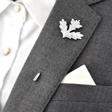 Maxbell Men Women Maple Leaf Shaped Boutonniere Stick Brooch Pin Suit Shirt Clip Fashion Accessory Silver