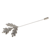 Maxbell Men Women Maple Leaf Shaped Boutonniere Stick Brooch Pin Suit Shirt Clip Fashion Accessory Silver