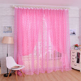 Maxbell Elegant Sheer Valance Tulle Voile Window Door Wall Home Rose Pattern Curtain Pink