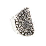 Maxbell 1pc Boho Antique Silver Engraving Flower Pattern Wide Ring 18mm