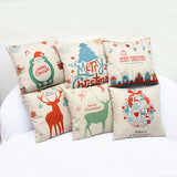 Maxbell Merry Christmas Reindeer Cotton Linen Throw Pillow Case Cushion Cover Decor Car Sofa Seat Decor