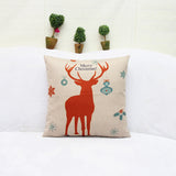 Maxbell Merry Christmas Reindeer Cotton Linen Throw Pillow Case Cushion Cover Decor Car Sofa Seat Decor