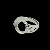 Maxbell Flower Design 12mm Round Bezel Adjustable Ring Blank Bases Setting DIY Jewelry Making Findings Crafts