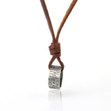 Maxbell Fashion Men Retro Leather Cord Necklace Wide Round Circle Ring Pendant