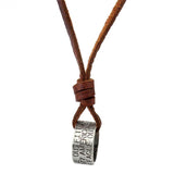 Maxbell Fashion Men Retro Leather Cord Necklace Wide Round Circle Ring Pendant
