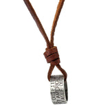 Maxbell Fashion Men Retro Leather Cord Necklace Wide Round Circle Ring Pendant