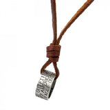 Maxbell Fashion Men Retro Leather Cord Necklace Wide Round Circle Ring Pendant