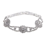 Maxbell Crystal Rhinestone Flower Bangle Bracelet Wedding Enagagement Bridal Gifts