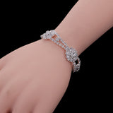 Maxbell Crystal Rhinestone Flower Bangle Bracelet Wedding Enagagement Bridal Gifts