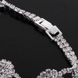 Maxbell Crystal Rhinestone Flower Bangle Bracelet Wedding Enagagement Bridal Gifts