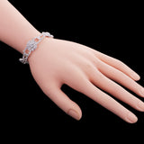 Maxbell Crystal Rhinestone Flower Bangle Bracelet Wedding Enagagement Bridal Gifts