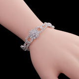 Maxbell Crystal Rhinestone Flower Bangle Bracelet Wedding Enagagement Bridal Gifts