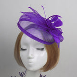 Maxbell Aliceband Hat Fascinator Feather Headband Wedding Lady Royal Ascot Purple