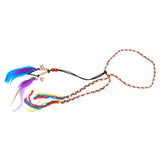 Maxbell Womens Feather Tassels Belt Colorful Braided Headband Bohemian Style