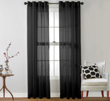 Maxbell Elegant Eyelet Curtain Dapes Solid Window Panel Room Door Office Living Room Decor Black