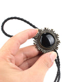 Maxbell Vintage Antique Bronze Sunflower Black Stone Western Cowboy Bolo Tie Necktie