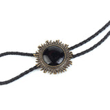 Maxbell Vintage Antique Bronze Sunflower Black Stone Western Cowboy Bolo Tie Necktie