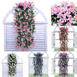Maxbell Bunch Silk Hanging Plants Artificial Lily Flower Garland Home Wedding Party Hotel Coffee Shop Floral Decor Blue