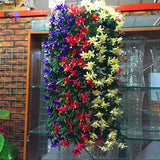 Maxbell Bunch Silk Hanging Plants Artificial Lily Flower Garland Home Wedding Party Hotel Coffee Shop Floral Decor Blue