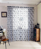 Maxbell Cute Peony Flower Pattern Modern Style French Voile Window Door Home Wall Living Room Voile Curtain Black