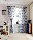 Maxbell Cute Peony Flower Pattern Modern Style French Voile Window Door Home Wall Living Room Voile Curtain Black