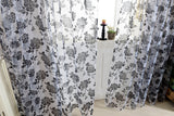Maxbell Cute Peony Flower Pattern Modern Style French Voile Window Door Home Wall Living Room Voile Curtain Black