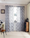 Maxbell Cute Peony Flower Pattern Modern Style French Voile Window Door Home Wall Living Room Voile Curtain Black