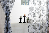 Maxbell Cute Peony Flower Pattern Modern Style French Voile Window Door Home Wall Living Room Voile Curtain Black