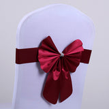 Maxbell Elastic Sash Band Chair Back Wedding Bowknot Bow Ribbon Decoration for Hotel Restaurant Wedding Party Chair Decor Wine Red