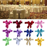 Maxbell Elastic Sash Band Chair Back Wedding Bowknot Bow Ribbon Decoration for Hotel Restaurant Wedding Party Chair Decor Wine Red
