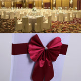 Maxbell Elastic Sash Band Chair Back Wedding Bowknot Bow Ribbon Decoration for Hotel Restaurant Wedding Party Chair Decor Wine Red