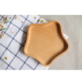 Maxbell Wooden Serving Tray Dinner Plate Serving Tea Breakfast Beech Kitchen Platter Star Shaped 16×16 ×2 cm