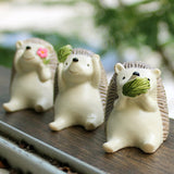 Maxbell 3 pieces Micro Landscape Decorations Mini Resin Animal Garden DIY Hedgehog