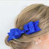 Maxbell Baby Girls Women Fashionable Bow Hair Clip Glitter Headwear Decor Hair Ornaments Royal Blue