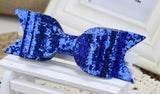 Maxbell Baby Girls Women Fashionable Bow Hair Clip Glitter Headwear Decor Hair Ornaments Royal Blue