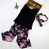 Maxbell Set Of Baby Girls Comfortable Fashionable Floral Cotton Blend T-Shirt Pants Headband 100