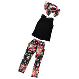 Maxbell Set Of Baby Girls Comfortable Fashionable Floral Cotton Blend T-Shirt Pants Headband 100