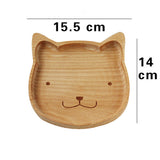 Maxbell Natural Handmade Wooden Kids Cookies Snacks Food Serving Plate Divided Dish Animal Bear Design Serving Tray for Home Bar Cafe Use