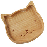 Maxbell Natural Handmade Wooden Kids Cookies Snacks Food Serving Plate Divided Dish Animal Bear Design Serving Tray for Home Bar Cafe Use