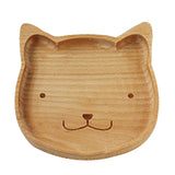 Maxbell Natural Handmade Wooden Kids Cookies Snacks Food Serving Plate Divided Dish Animal Bear Design Serving Tray for Home Bar Cafe Use