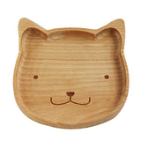 Maxbell Natural Handmade Wooden Kids Cookies Snacks Food Serving Plate Divided Dish Animal Bear Design Serving Tray for Home Bar Cafe Use