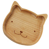 Maxbell Natural Handmade Wooden Kids Cookies Snacks Food Serving Plate Divided Dish Animal Bear Design Serving Tray for Home Bar Cafe Use