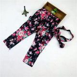 Maxbell Set Of Baby Girls Comfortable Fashionable Floral Cotton Blend T-Shirt Pants Headband 110