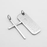 Maxbell Classic Stainless Steel Bible Cross Rectangle Immanuel Pendant Necklace Gift