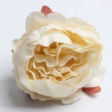 Maxbell 10 Pieces Artificial Silk Rose Bract Flower Head for DIY Headwear Wedding Decoration - Creamy White