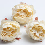 Maxbell 10 Pieces Artificial Silk Rose Bract Flower Head for DIY Headwear Wedding Decoration - Creamy White