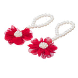 Maxbell Cute Infant Baby Toddler Chiffon Flower Beach Party Barefoot Sandals Red